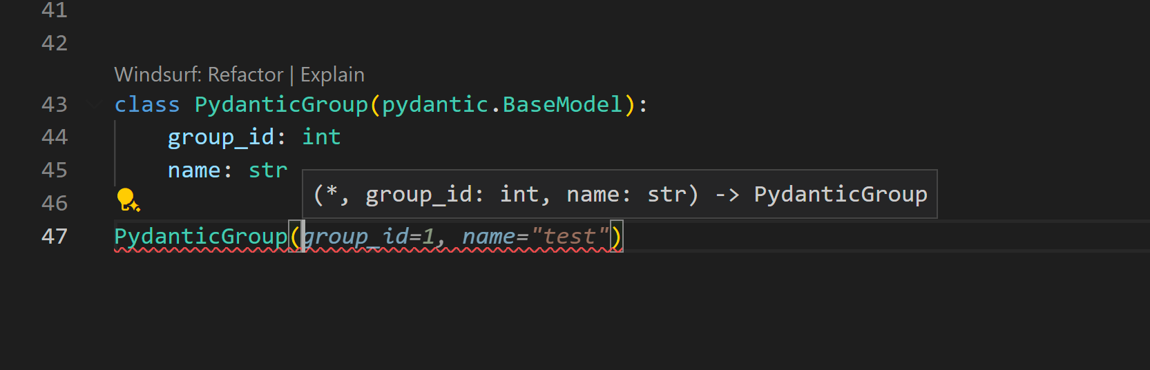 Pydantic model instance creation